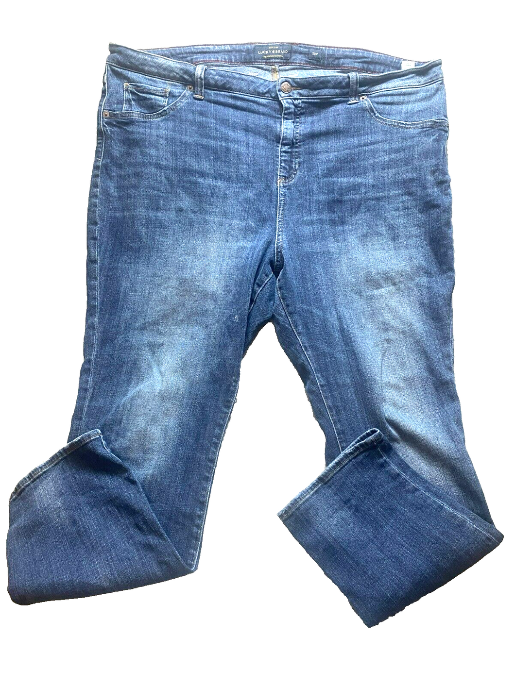 Lucky Brand Jeans Womens 22W (44x29) Tapered Leg Whiskered Denim 5 Pocket Ladies