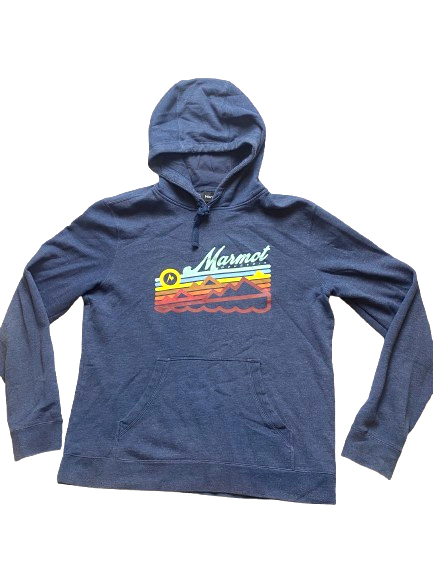 Marmot Sweatshirt Adult Large Slate Blue Fleece Mountain Hoodie Outdoor Mens