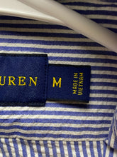 Load image into Gallery viewer, Ralph Lauren Shirt Adult Medium Blue White Striped Button Up Pink Pony Mens
