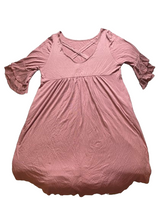 Load image into Gallery viewer, Emerald Dress Womens 1X Mauve Flare Crossover Strap Rayon Spandex Lagenlook Lady
