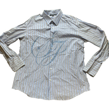Load image into Gallery viewer, Sean John Shirt Adult 3XL XXXL Blue White Striped Button Up Casual Dress Mens
