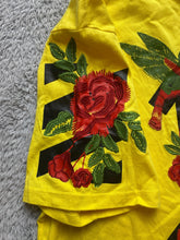 Load image into Gallery viewer, Hudson Outerwear Shirt Womens 3X Yellow Embroidery Rose Hip Hop Streetwear Plus
