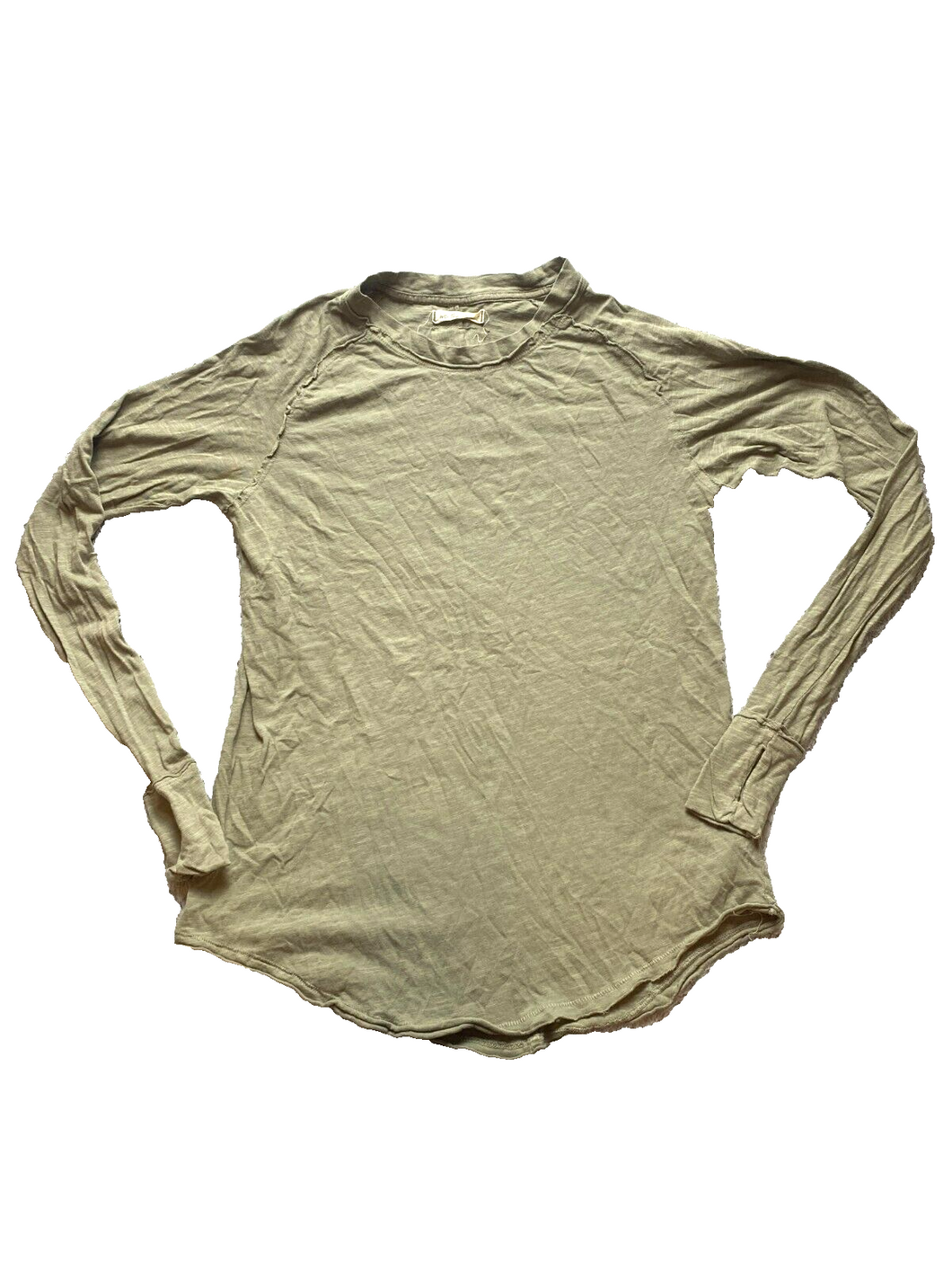 Free People Shirt Womens Extra Small Army Green Arden Thumbholes Oversized Lady