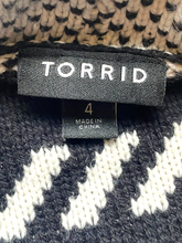Load image into Gallery viewer, Torrid Sweater Womens 4 4X Black White Waterfall Open Front Cardigan Draped Lady
