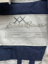 Load image into Gallery viewer, Eddie Bauer Jacket Womens 10 Small White Legend Wash Stretch Buttons Spandex NWT
