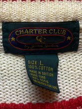 Load image into Gallery viewer, VTG Charter Club Sweater Adult Large Beige Baseball Club Embroidered Grandpa Men
