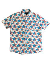 Load image into Gallery viewer, Massive Shirt Adult Small White Blue Red Star AOP Button Up Casual Camp Mens
