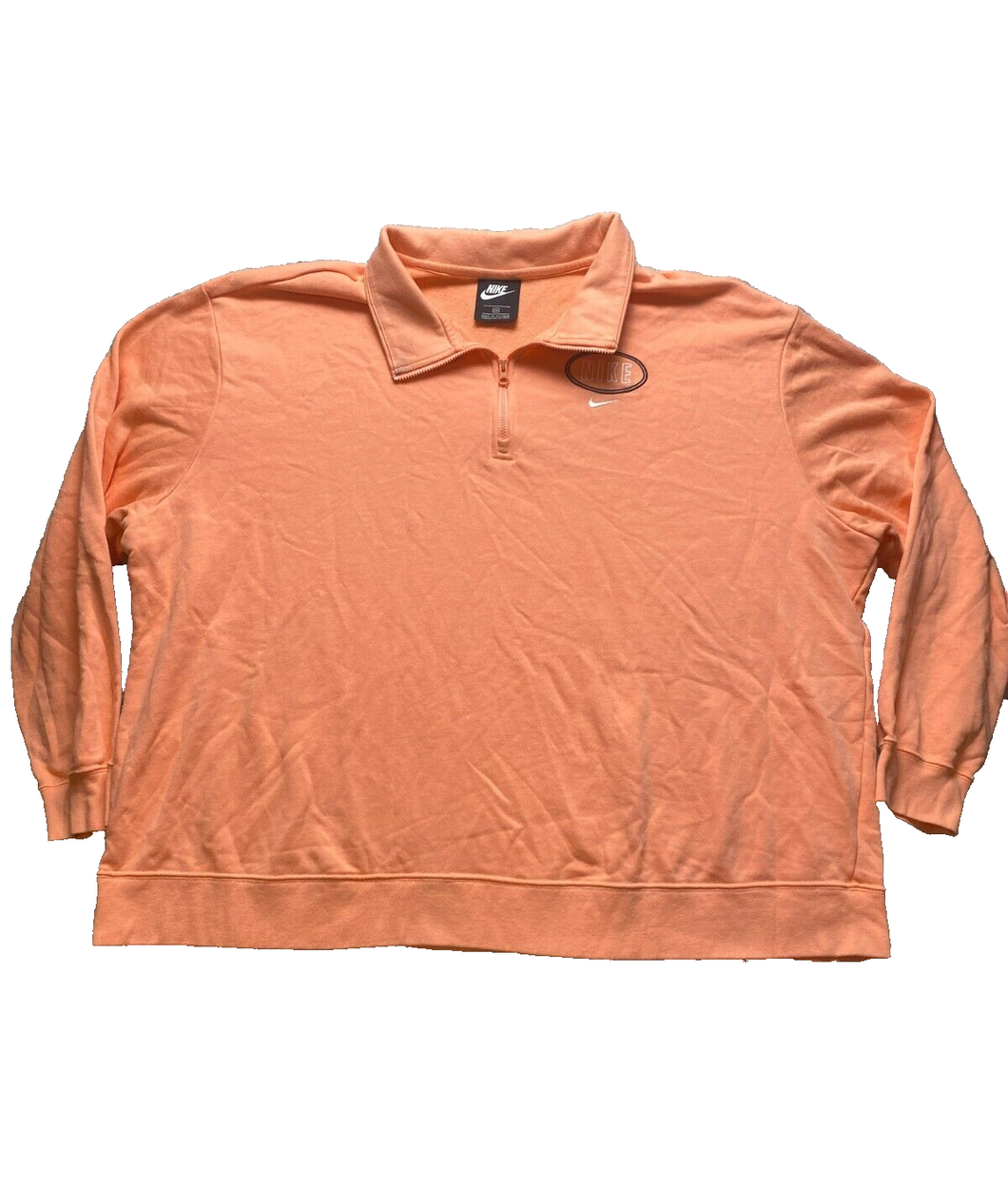 Nike Sweatshirt Womens 2X Peach 1/4 Zip Collared Oversized Pullover Plus Ladies