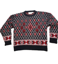 Load image into Gallery viewer, VTG London Fog Sweater Adult Extra Large Black Red Fair Isle Outerwear USA Mens
