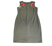 Load image into Gallery viewer, Tommy Hilfiger Dress Women 12 Medium Black Houndstooth Flower Tank Sheath Casual
