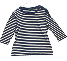 Load image into Gallery viewer, Lauren Ralph Lauren Shirt Womens Extra Large Navy Ivory Stripes Buttons Blouse
