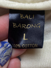 Load image into Gallery viewer, Bali Barong Shirt Womens Large Pale Yellow Surfing Surfboard Palm Trees Beach
