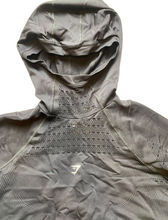 Load image into Gallery viewer, Gymshark Sweatshirt Womens Extra Small Black Cut Out Hoodie Nylon Stretch Ladies
