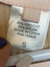 Load image into Gallery viewer, UNE AME Dress Womens Small Champagne Ribbed Knit Bodycon Nylon Pearl Buttons NWT
