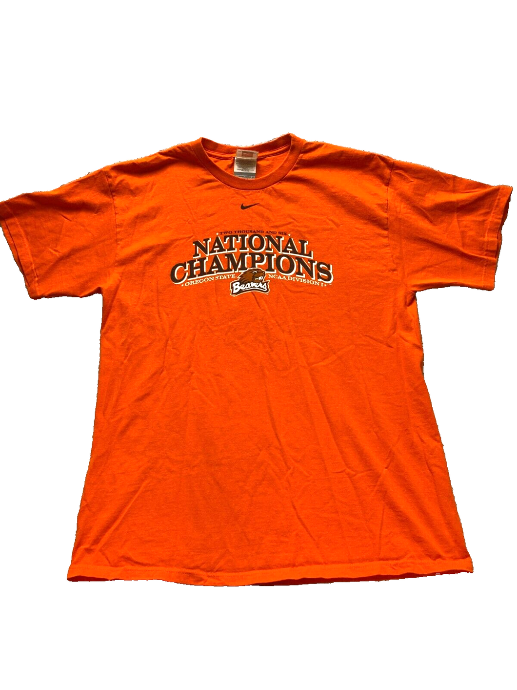 Oregon State Beavers Shirt Adult Large Orange National Champions Nike NCAA Mens
