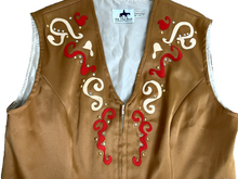Load image into Gallery viewer, On The Rail Clothing Vest Adult Small Brown Zip Up Western Cowboy Rhinestone Men
