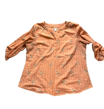 Load image into Gallery viewer, Croft &amp; Barrow Shirt Womens Extra Large Peach AOP Cardinal Bird Oversized Blouse
