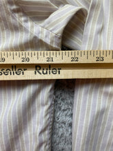 Load image into Gallery viewer, Halston Shirt Adult Large Lavender Tan Button Up Striped Hi Low Chest Pocket Men
