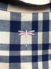 Load image into Gallery viewer, Tyler Boe Shirt Womens Large Pink Navy Flannel Plaid Snap Blouse Roll Tab Tunic
