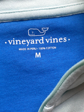 Load image into Gallery viewer, Vineyard Vines Jacket Adult Medium Blue 1/4 Zip Mock Neck Thumbholes Whale Mens

