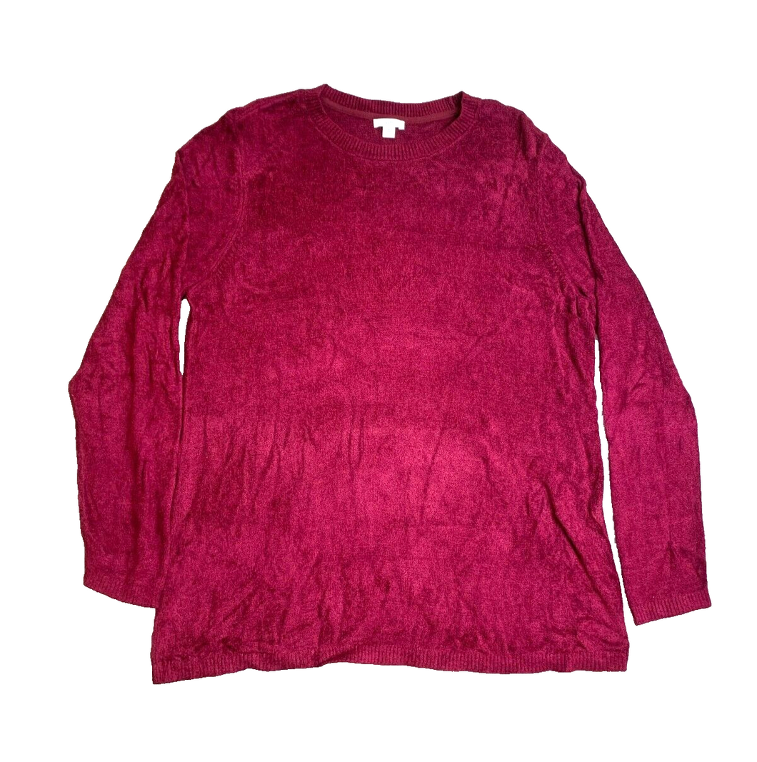 J Jill Sweater Womens Large Burgundy Oversized Boxy Viscose Bend Soft Outerwear