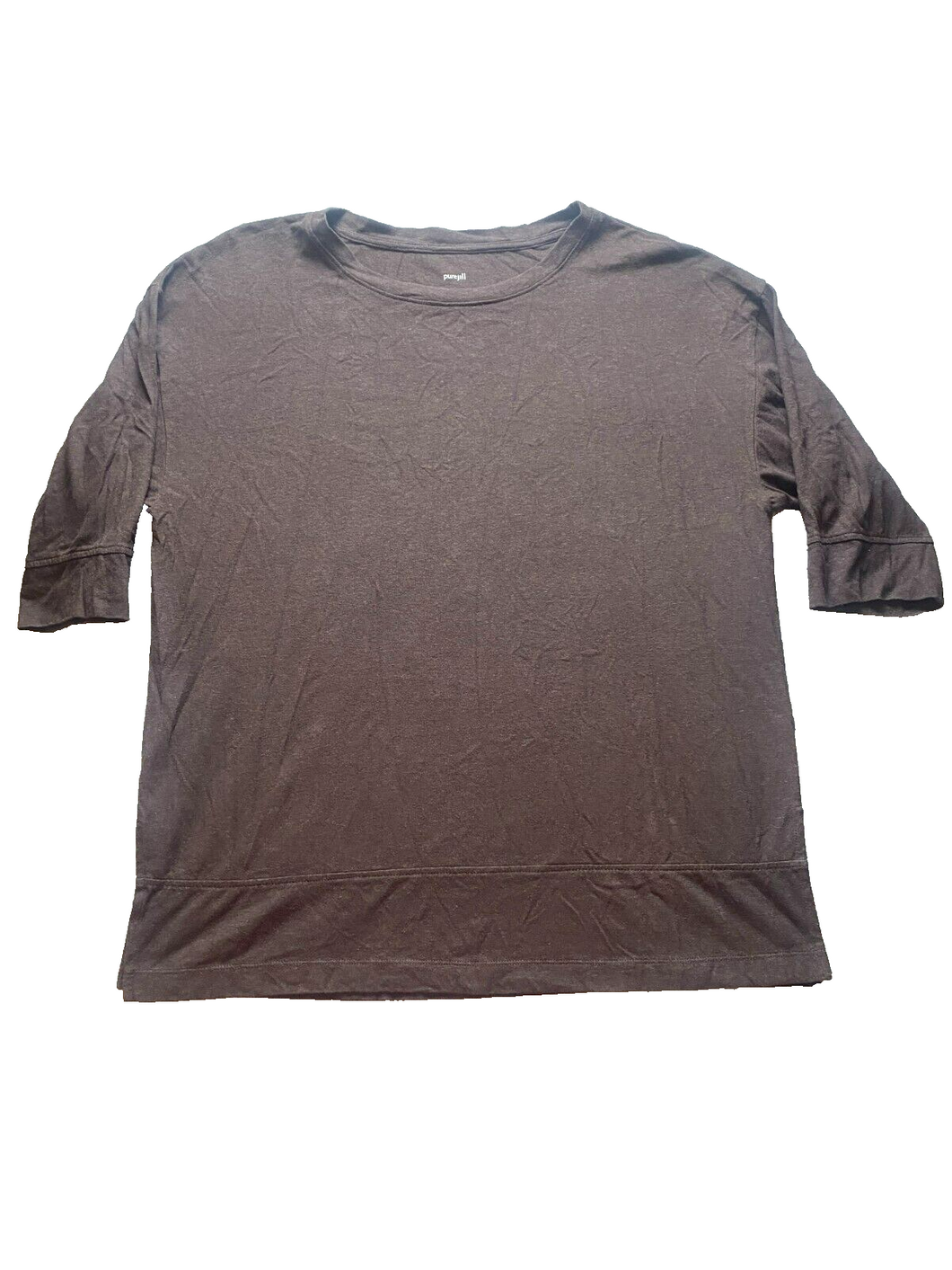 J Jill Shirt Womens Medium Brown Purejill Knit Tunic Seamed Blouse Oversized