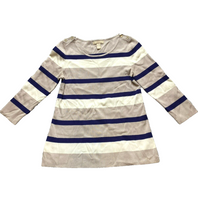 Load image into Gallery viewer, Banana Republic Sweater Womens Medium Taupe Navy Striped Nylon Spandex Ladies
