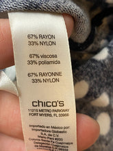 Load image into Gallery viewer, Chico's Shirt Womens 3 Black White Polkadots Rayon Nylon Flowy Blouse Zip Back
