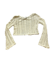 Load image into Gallery viewer, Windsor Sweater Womens Small Beige Open Knit Cropped Cardigan Outerwear Ladies
