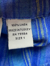 Load image into Gallery viewer, Vintage Chicos Design Pants Womens 1 (32x20.5) Blue 100% Linen Wide Leg Cropped
