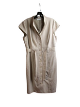 Load image into Gallery viewer, Calvin Klein Dress Womens 12 Large Button Front Sash Belt Cap Sleeve Midi Ladies
