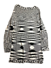 Load image into Gallery viewer, Tribal Dress Womens Extra Large Black White Crochet Lace Trim Sweater Boho Lady
