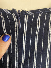 Load image into Gallery viewer, Dress Forum Jumpsuit Womens Small Navy White Stripes Wide Leg Romper Pants NWT
