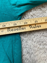 Load image into Gallery viewer, VTG Nassau Bahamas Shirt Womens Large Teal Green Embroidered Beach Tiki Huts 90s
