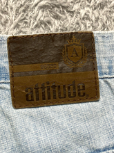 Load image into Gallery viewer, Attitude Shorts Adult 50 Blue Denim Jean Bermuda Flat Front Hip Hop Baggy Mens

