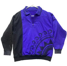 Load image into Gallery viewer, North Coast Sweater Adult Medium Black Purple 1/4 Zip Collared Tattoo Artsy Mens
