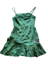 Load image into Gallery viewer, Lulus Dress Womens Small Green Satin Ruffle Cocktail Short Bodycon Spandex NWT
