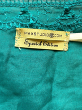 Load image into Gallery viewer, Max Studio Shirt Womens Medium Teal Green Lace Trim Embroidered Oversized Boho
