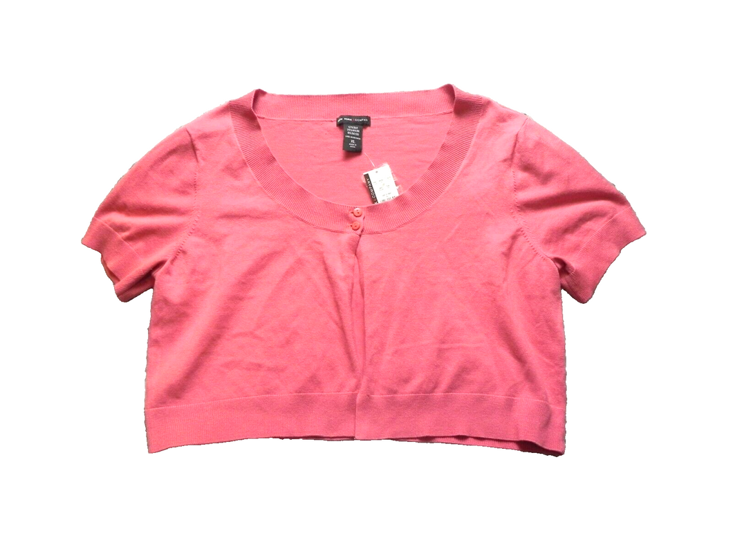 New York & Co Sweater Womens Extra Large Cropped Cardigan Silk Nylon Rayon NWT