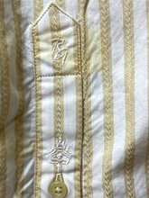 Load image into Gallery viewer, Robert Graham Shirt Adult Medium Golden Tan Stripes Embroidered Rayon Silk Mens
