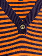 Load image into Gallery viewer, Lauren Ralph Lauren Sweater Womens Medium Orange Navy Striped Outerwear Ladies
