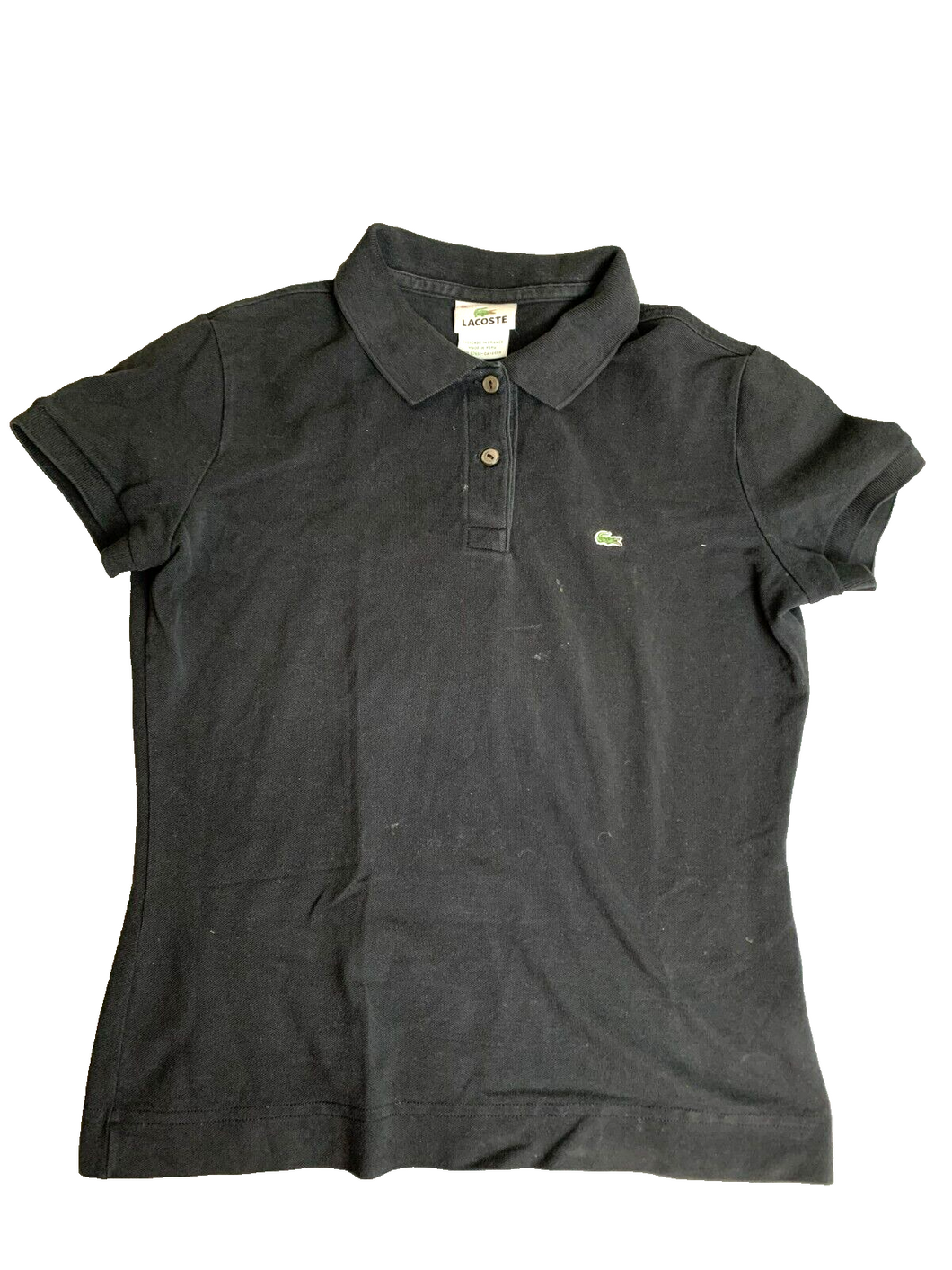 Lacoste Shirt Womens 40 (Medium) Black Preppy Alligator Preppy Golf Polo Ladies