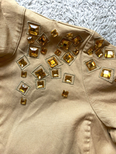 Load image into Gallery viewer, Bob Mackie Jacket Womens Extra Small Taupe Wearable Art Zip Up Embellished Gems
