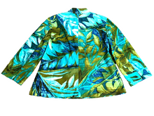 Load image into Gallery viewer, Chicos Jacket Womens 0 Blue Green AOP Tropical Hawaiian Boho Nylon Spandex Lady
