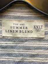Load image into Gallery viewer, The A&amp;F Shirt Adult 2XLT Blue Gray Button Up Striped Summer Linen Blend Mens
