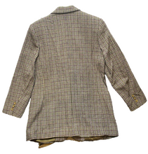 Load image into Gallery viewer, Vintage Leslie Fay Jacket Women 12 Petite (42) Wool Houndstooth Earth Tone Plaid
