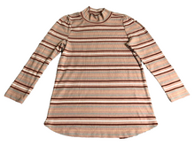 Load image into Gallery viewer, Free People Sweater Womens Large Peaach Maroon Striped Turtleneck Outerwear Lady
