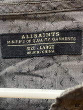 Load image into Gallery viewer, AllSaints Shirt Adult Large Gray Centralia Button Up AOP Arrow Pocket Casual Men
