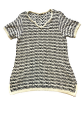 Load image into Gallery viewer, Soft Surroundings Sweater Womens Medium Beige Black Tunic Lagenlook Open Knit

