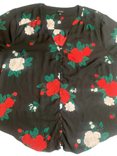 Load image into Gallery viewer, Torrid Shirt Womens 2 Black AOP Floral Georgette Button Up Blouse Plus Ladies
